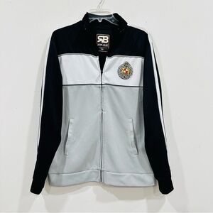 Royal Blue SB Track Jacket Embroidered Crest Zip Up Retro Vintage Size M